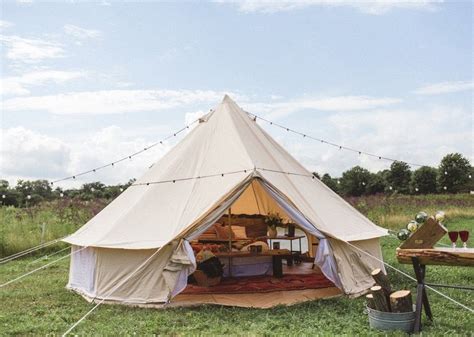 It has two stove jackets installed at the top and the bottom. . Danchel cotton bell tent